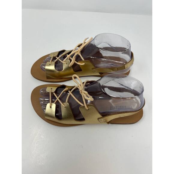 Ana Capri Women's Gladiator Metallic Gold Sandals Flats Size 37 US 6.5 - Picture 7 of 13